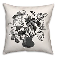 Monochromatic Floral I 18" x 18" Throw Pillow