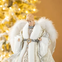 Glitzhome® 16.5" Faux Fur Elegant Christmas Angel Tree Topper
