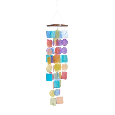 Multi Colored Capiz shell Coastal Windchime, 20"