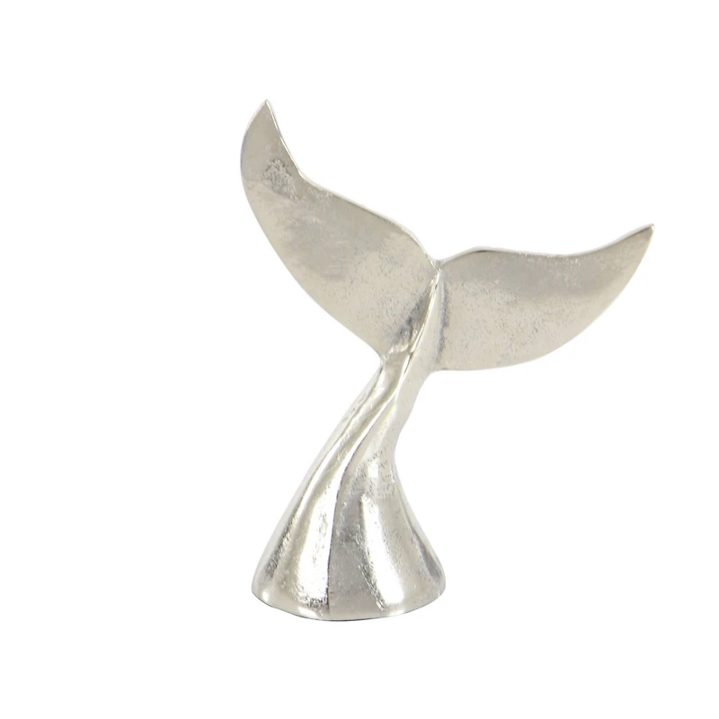 Silver Aluminum Coastal Whale Fluke Sculpture Set
