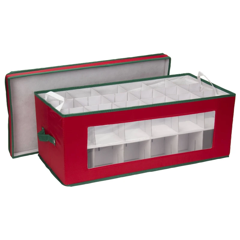 Household Essentials Red & Green Ornament Storage Box with Window