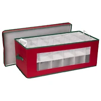 Household Essentials Red & Green Ornament Storage Box with Window