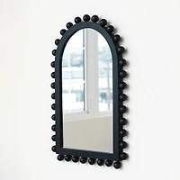 Hello Honey® 31.5" Black Boho-Southwestern Beaded Arched Firwood Wall Mirror