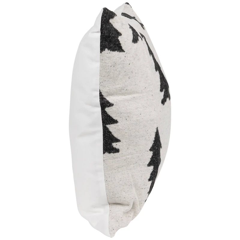 17" White and Black Forest Trees Worsted Christmas Square Throw Pillow