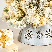 Glitzhome® 21" Snowflake Diecut Metal Tree Collar with Light String