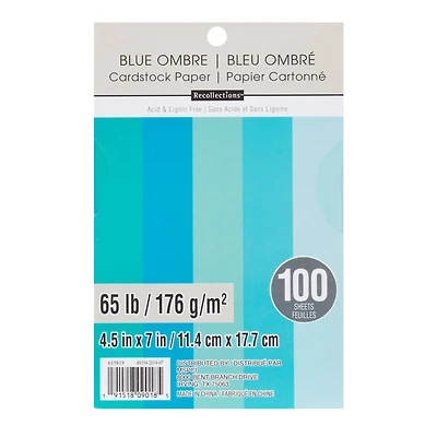 Blue Ombre 4.5" x 7" Cardstock Paper by Recollections™, 100 Sheets