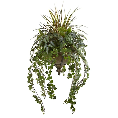 3.7ft. Ivy & Mixed Greenery Artificial Plant in Hanging Metal Bowl