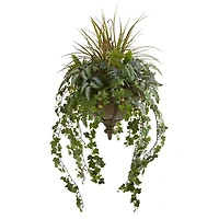3.7ft. Ivy & Mixed Greenery Artificial Plant in Hanging Metal Bowl
