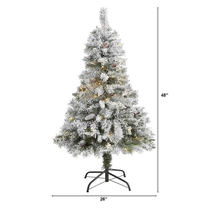 4ft. Pre-Lit White River Mountain Pine Artificial Christmas Tree, Clear LED Lights