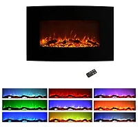 Hastings Home 36" Black Curved Electric Fireplace