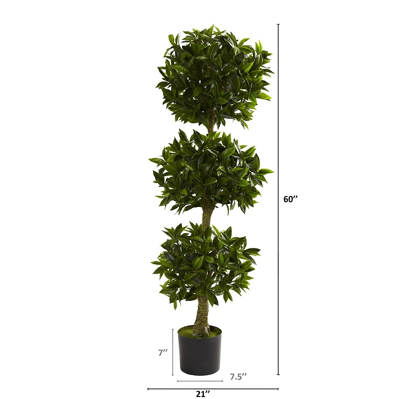 5ft. Potted UV Resistant Triple Bay Leaf Topiary Tree