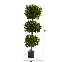5ft. Potted UV Resistant Triple Bay Leaf Topiary Tree