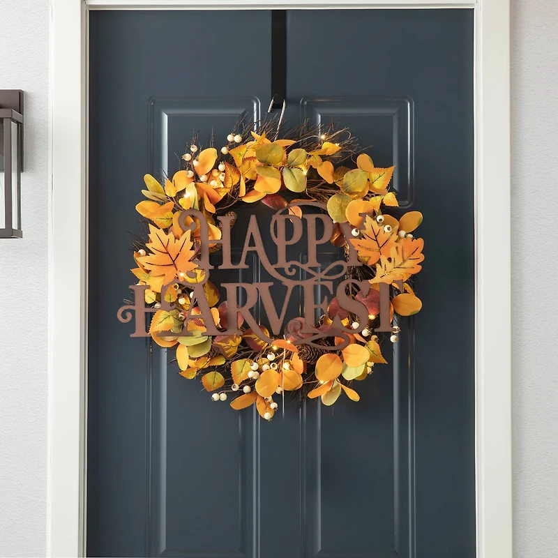 Glitzhome® 24" Metal "HAPPY HARVEST" Wall Décor