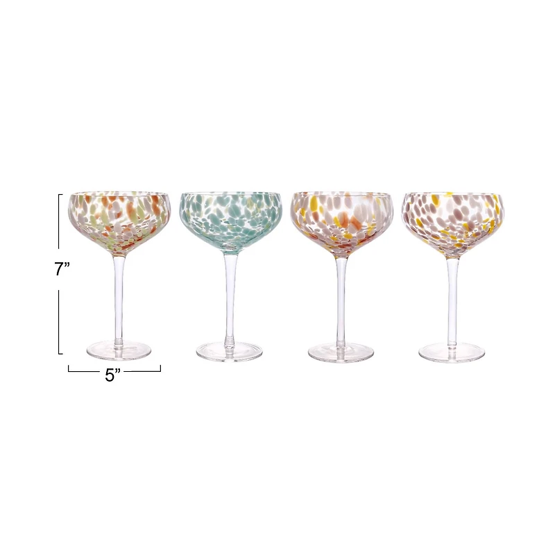 Hello Honey® 7" Speckle Round Stemmed Champagne Coupe Glass Set
