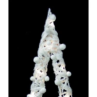34" Pre-Lit Glitter String & Cotton Ball Christmas Tree with Metal Frame & 20 Warm White LED Lights