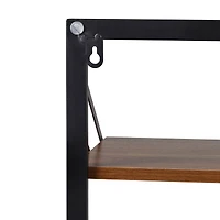 Honey Can Do Black & Walnut Collapsible Wall-Mounted Hamper with Bag and Shelf