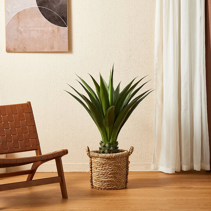 Glitzhome® 3.25ft. Potted Faux Agave Plant