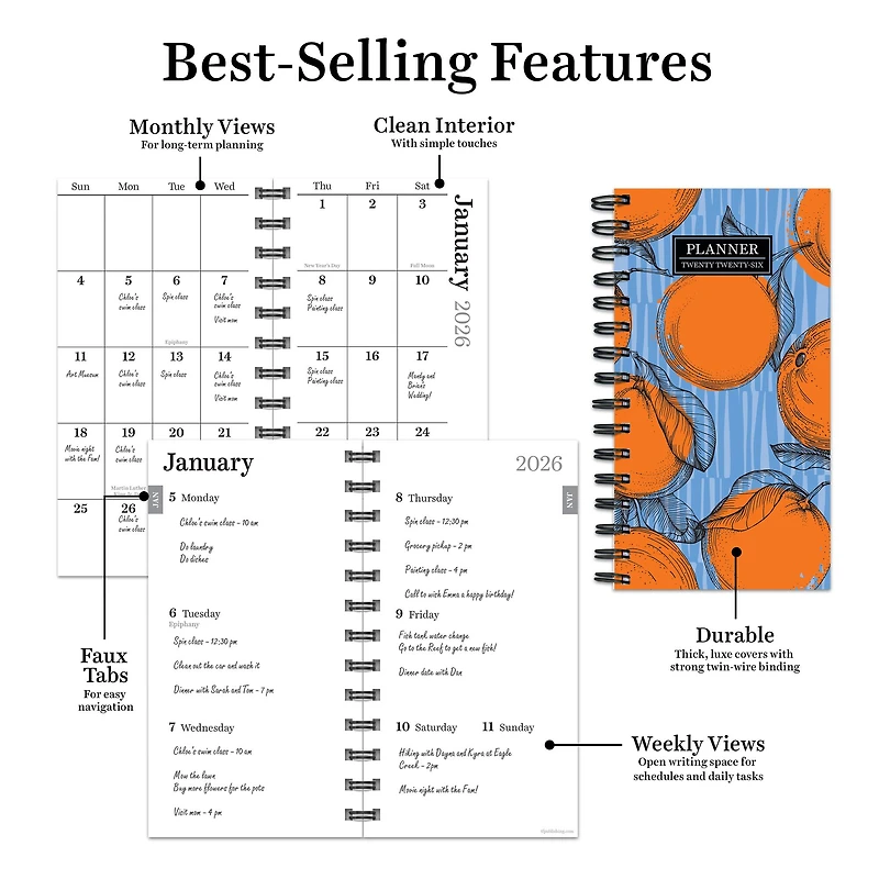 2026 Citrus Small Weekly Monthly Planner