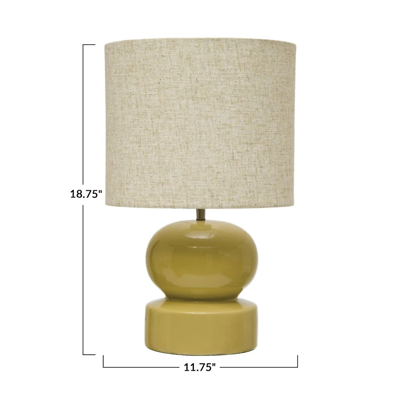 Hello Honey® 19" Green Modern Ceramic Table Lamp with Fabric Shade
