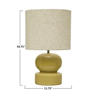 Hello Honey® 19" Green Modern Ceramic Table Lamp with Fabric Shade