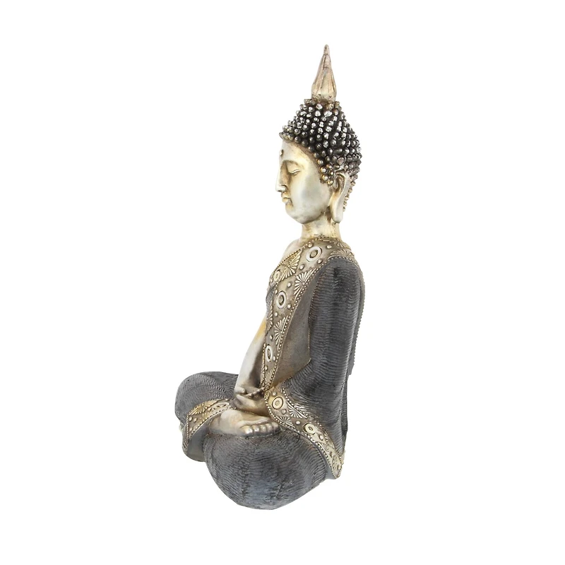 Brass Bohemian Polystone Sculpture, Buddha 16" x 12" x 6"