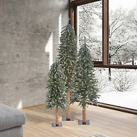 4ft., 5ft. & 6ft. Pre-Lit Natural Bark Alpine Artificial Christmas Tree Set, Warm White Dura-Lit® LED Lights