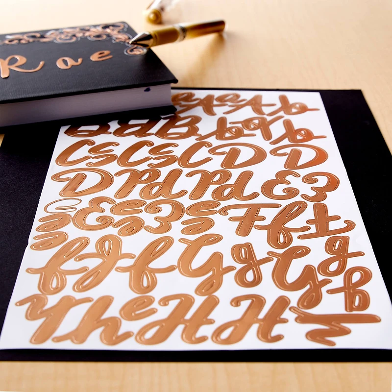 12 Packs: 235 ct. (2,820 total) Rose Gold Handwritten Alphabet Stickers by Recollections™