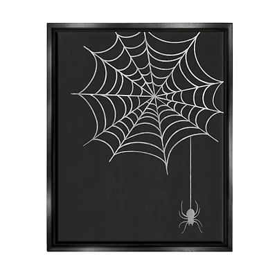Stupell Industries Casual Black Hanging Spider Web Framed Floater Canvas Wall Art