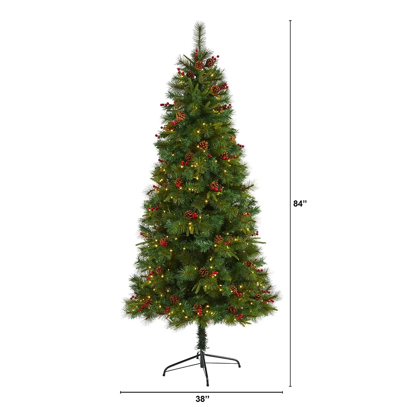 7ft. Pre-Lit Mixed Pine Artificial Christmas Tree, Clear LED Lights