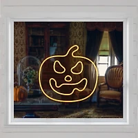15" Orange LED Neon Style Jack-O-Lantern Halloween Window Silhouette