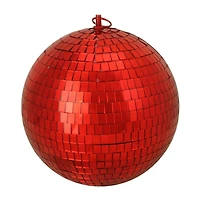 8" Shiny Red Hot Mirrored Disco Glass Christmas Ball Ornament