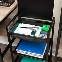 Mind Reader Cart with Covered Compartment, Office Organizer, Storage, 3-Tier, Office, Metal