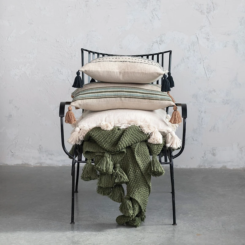 Hello Honey® Olive Green Knit Throw Blanket with Tassels