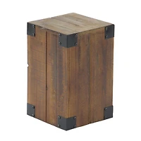 Set of 5" Brown Wood Farmhouse Pedestal Table, 36", 30", 24", 18", 12"