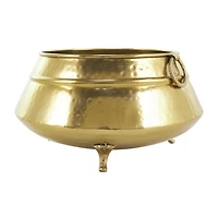 Gold Metal Scroll Foot Hammered Pot Planter Set