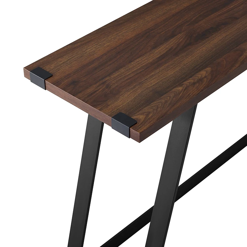 Walker Edison Dark Walnut Faux Wrap Modern Industrial Entry Table