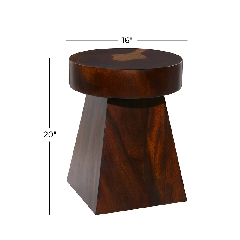 Brown Wood Contemporary Accent Table, 20" x 16" x 16"