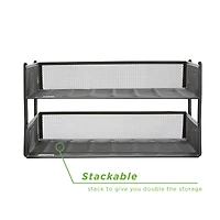 Mind Reader 2 Pack Black Stackable Metal Mesh Organizer