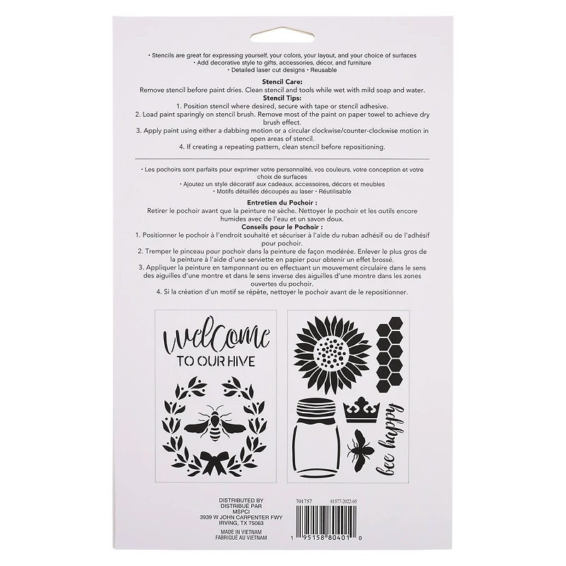 Welcome to Our Hive Stencils, 7" x 10" by Craft Smart®