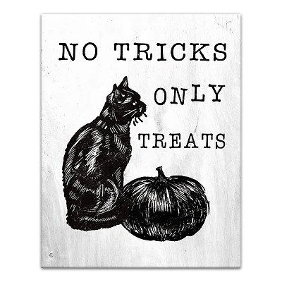 No Tricks Only Treats Black Cat Canvas Wall Art