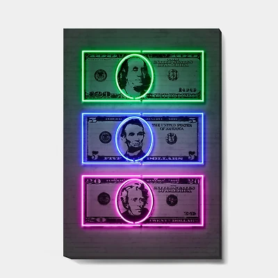 Designart - Founding Fathers Neon Dollar