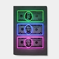 Designart - Founding Fathers Neon Dollar