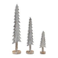 White Wood Tabletop Pine Tree Set