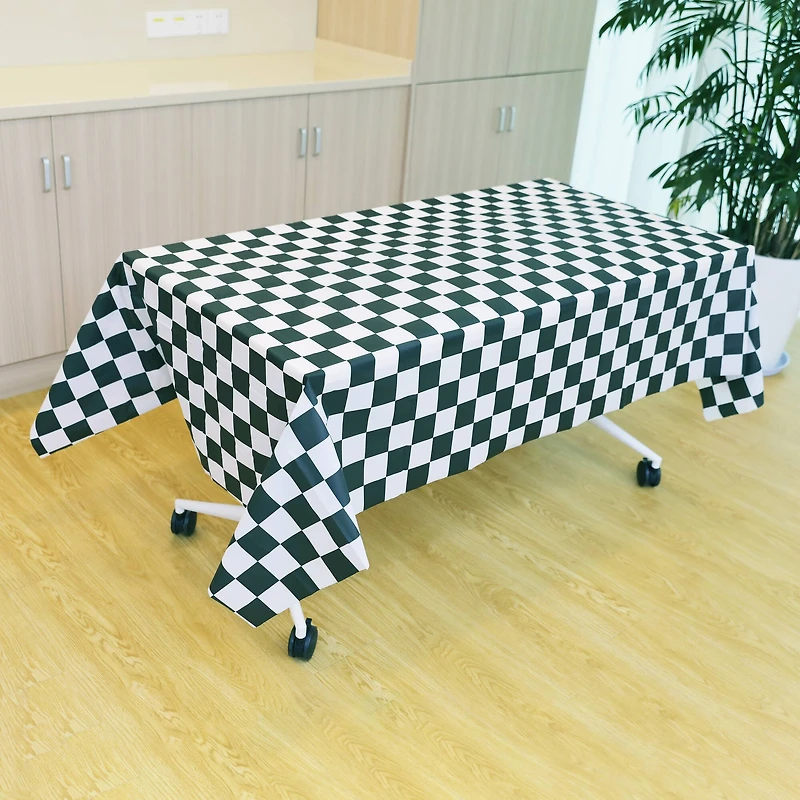 24 Pack: 54" x 108" Black & White Checker Plastic Table Cover by Celebrate It™