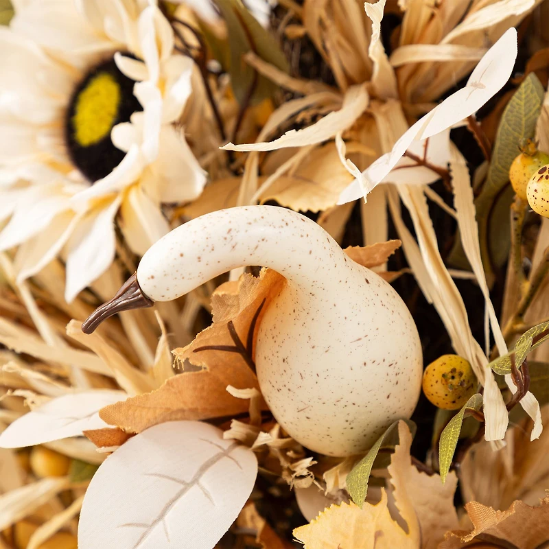 Glitzhome® 36" Fall Neutral Sunflower, Pumpkin and Leaf Porch Tree