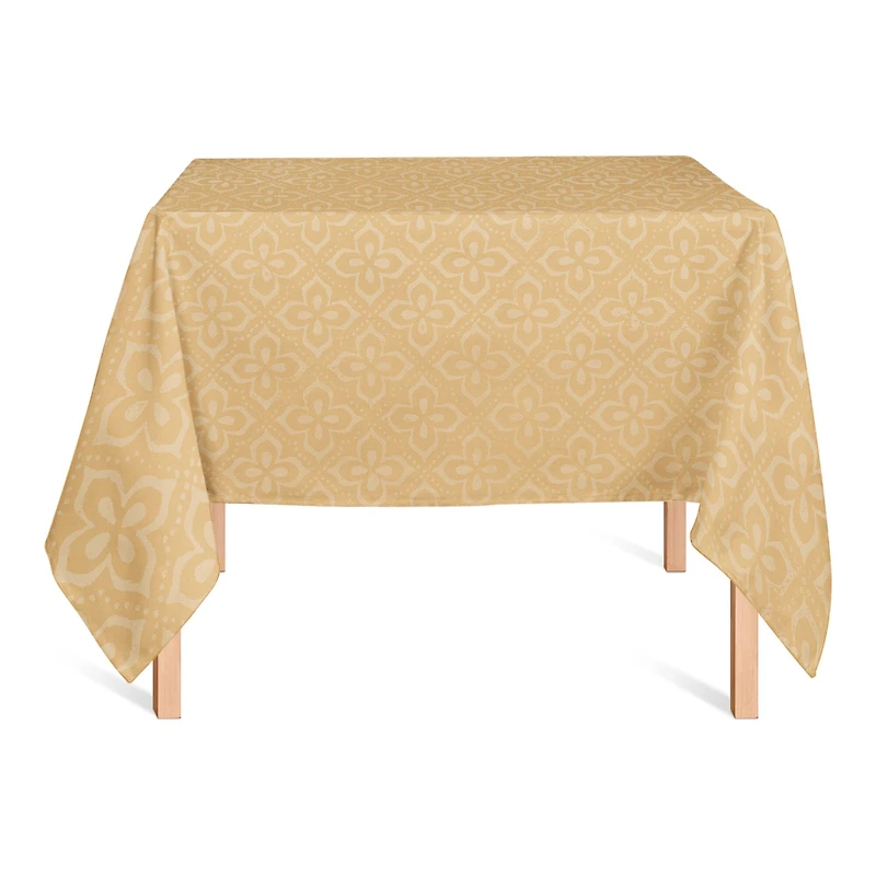 Yellow Medallion Pattern 58" x 58" Tablecloth