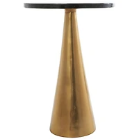 Gold Aluminum Geometric Cone Accent Table with Textured Glass Tabletop