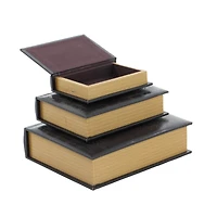 Dark Brown Wood Traditional Book Box Set
