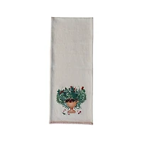 Hello Honey® 72" Hand-Embroidered Flowers in Urn Cotton Canvas Table Runner with Blanket-Stitch Edge