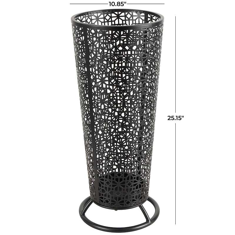25" Black Ornate Metal Umbrella Stand